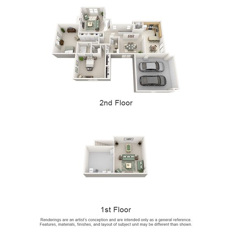 Floor plan for 2 beds, 2.5 baths, 2214 sqft